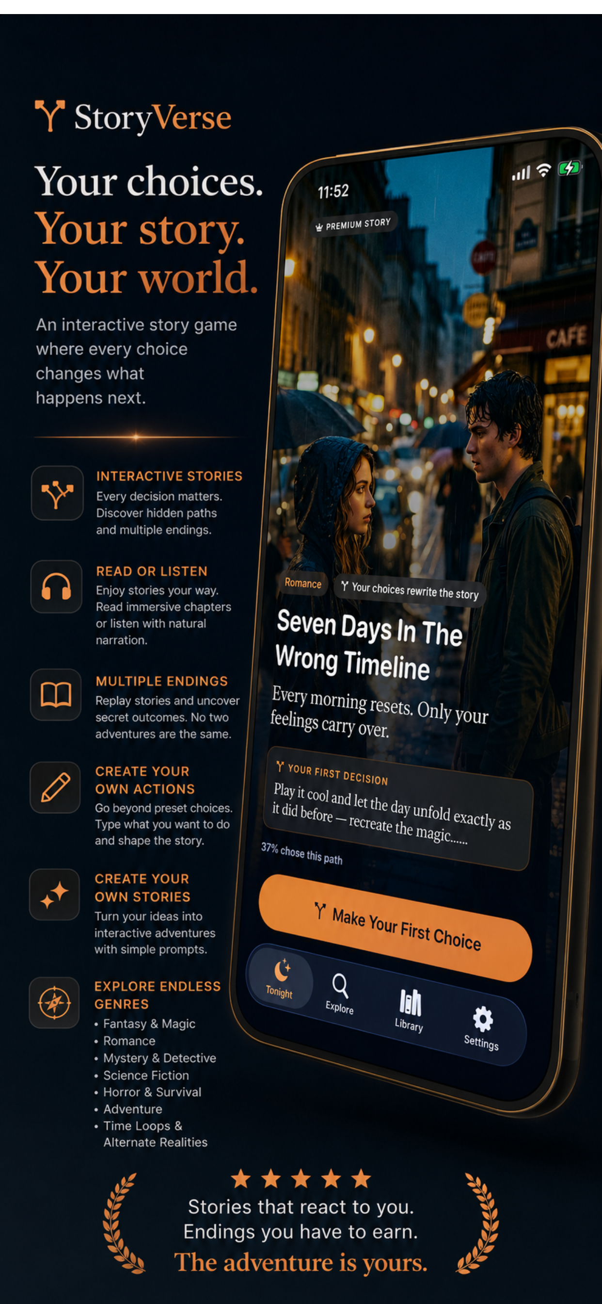 StoryVerse home screen